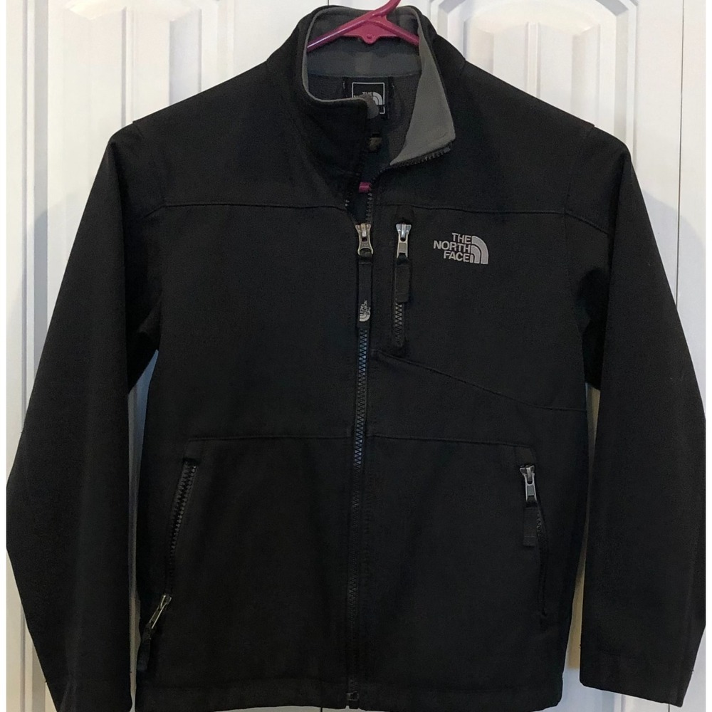 The North Face Boys S 7/8 Black Softshell Jacket Full Zip Outdoor Hiking0675